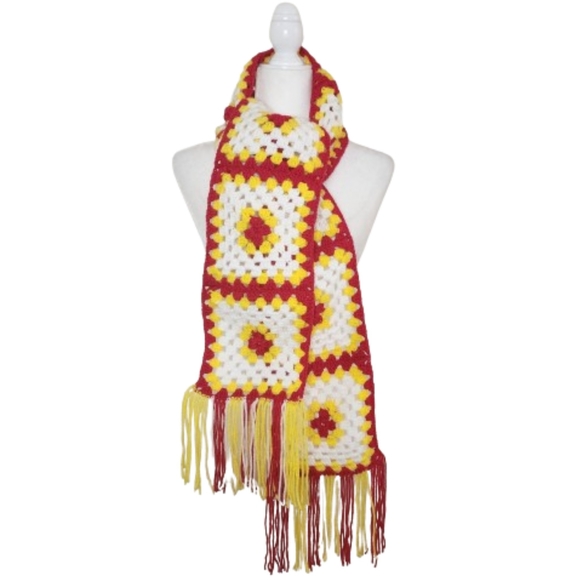 Accessories - Handmade Crocheted Granny Square Scarf, OS Long